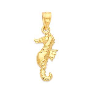 Solid 14k Gold Seahorse Pendant - Beach Lover Gift for Women